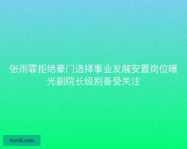 张雨霏拒绝豪门选择事业发展安置岗位曝光副院长级别备受关注 张雨霏拒绝豪门选择事业发展安置岗位曝光副院长级别备受关注